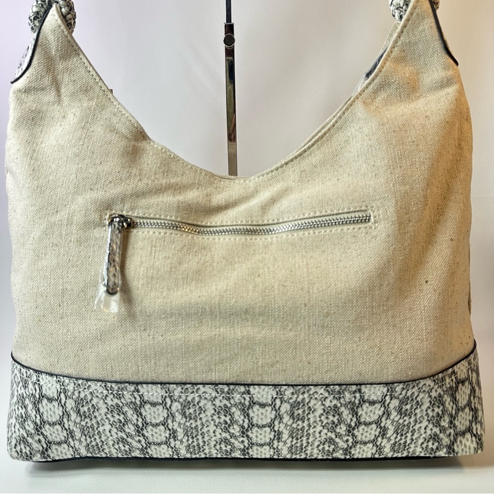 NEW Women’s Alfani Hillary Linen/Snake Canvas Hobo Shoulder Bag - Picture 7 of 13